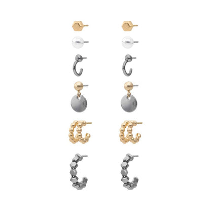 Nine West Set 6 Aretes CEn Forma Varias Tipo Boton De Terminado Brillante para Mujer