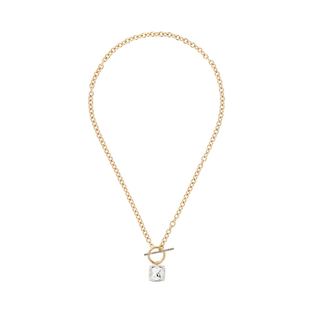 DKNY Collar Cuadrado Dorado para Mujer | Aleación de metales bañada en dorado, cierre gancho francés, tamaño mediano