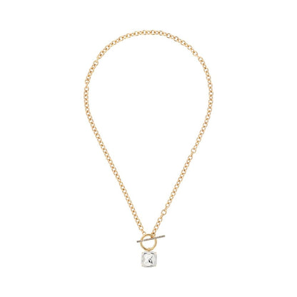 DKNY Collar Cuadrado Dorado para Mujer | Aleación de metales bañada en dorado, cierre gancho francés, tamaño mediano