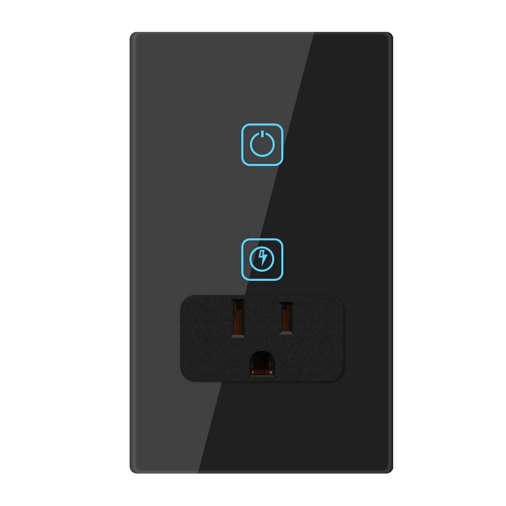 Tecnolite Connect - Apagador con Contacto Inteligente WiFi 1 Botón Táctil y 1 Enchufe, Cable Neutro, Compatible con App móvil, Alexa, Google y Siri