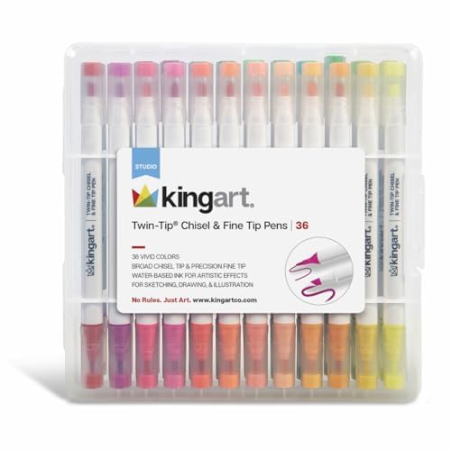KINGART - Marcadores de doble punta para cincel y fino, 36 piezas (408-36)