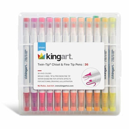 KINGART - Marcadores de doble punta para cincel y fino, 36 piezas (408-36)