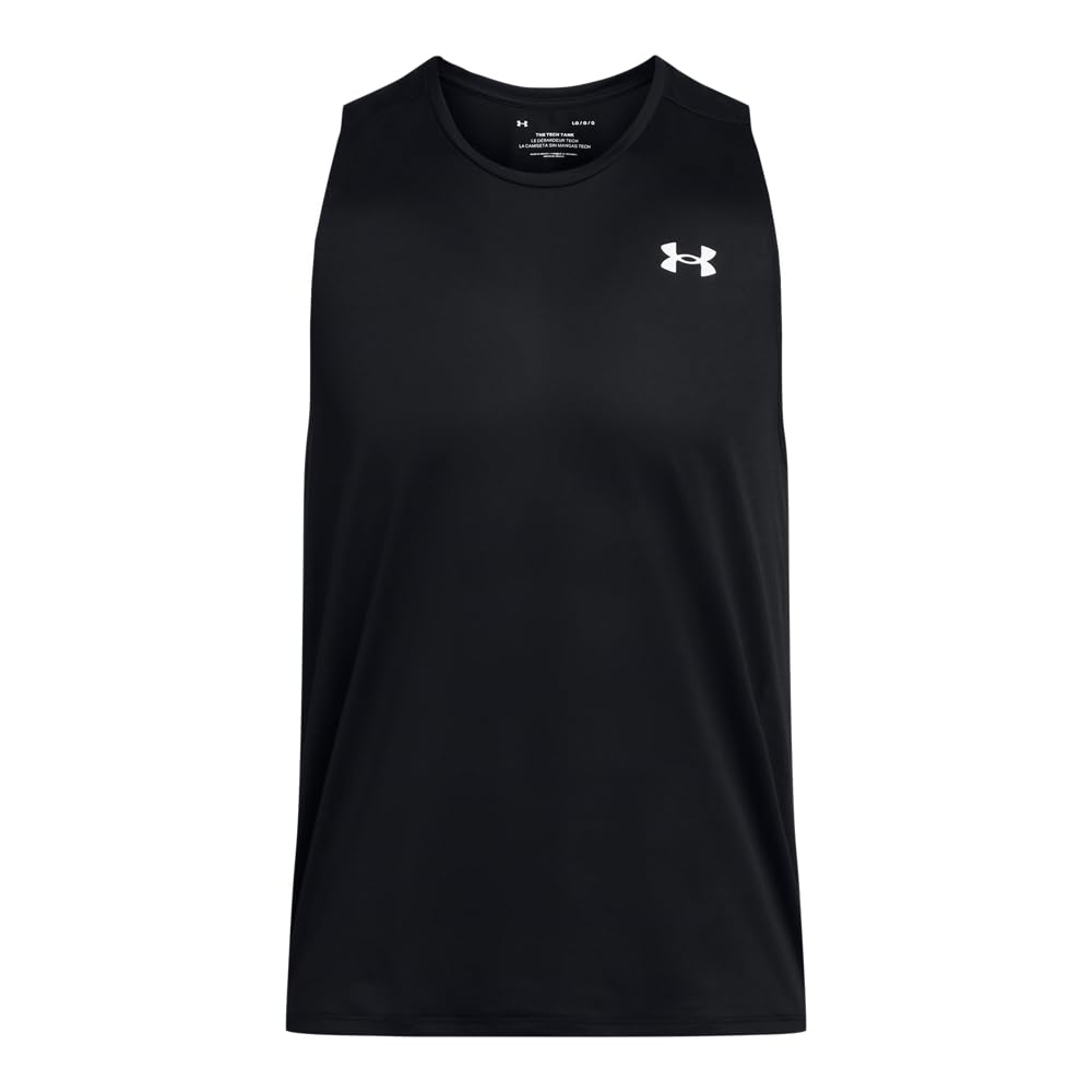 Under Armour Playera sin Mangas Tech Playera para Hombre - (001) Negro - Blanco - CH