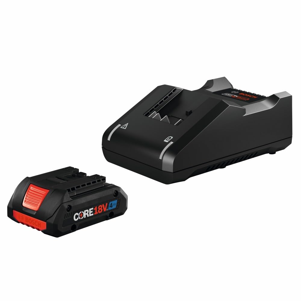 Bosch GXS18V-15N15 Kit de Arranque de 18 V con (1) batería de alimentación Avanzada CORE18V 4 Ah y Cargador de batería estándar de 18V - 4 Ah - 4 Ah