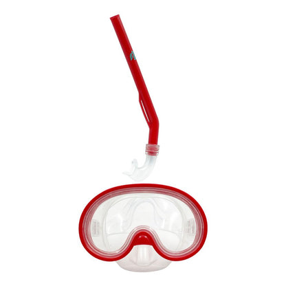 Voit Set de Snorkel Infantil, Visor y Esnórquel en J, Vidrio Templado, Color Rojo, para Niños Menores de 12 Años