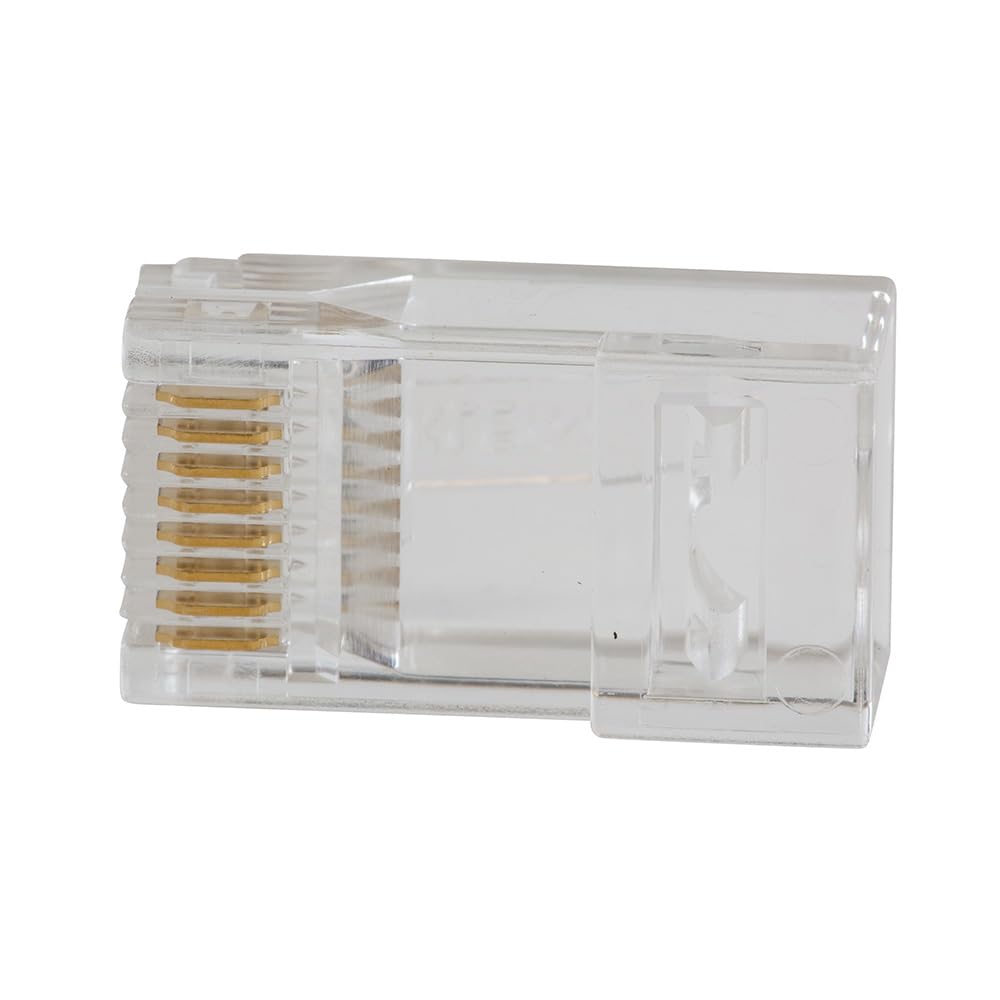 Klein Tools VDV826-728 Pass-Thru Modular Data Plug, RJ45 CAT5E, chapado en oro, conectores pasantes, paquete de 10