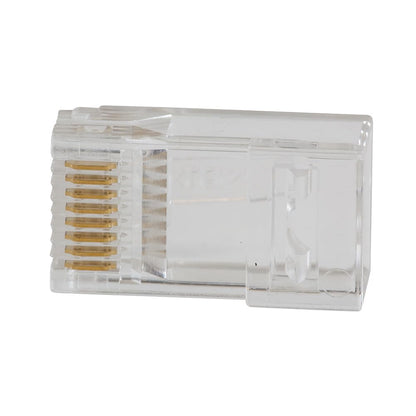 Klein Tools VDV826-728 Pass-Thru Modular Data Plug, RJ45 CAT5E, chapado en oro, conectores pasantes, paquete de 10