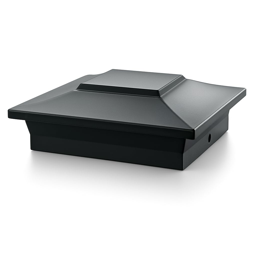 Classy Caps 6x6 Aluminium Posts Cap - Compatible 5"x5", 5.5"x5.5" & 6"x6" Cubierta y valla, Aluminio fundido - Heavy Duty Negro