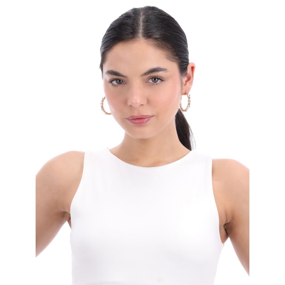 Nine West Aretes Color Dorado Pave Tunnels En Forma Varias De Terminado Brillante para Mujer