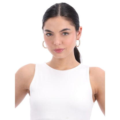 Nine West Aretes Color Dorado Pave Tunnels En Forma Varias De Terminado Brillante para Mujer