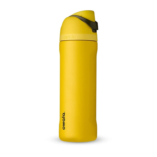 Owala Harry Potter FreeSip - Botella de agua aislada de acero inoxidable con popote, botella de agua deportiva sin BPA, ideal para viajes, 24 onzas, Hufflepuff