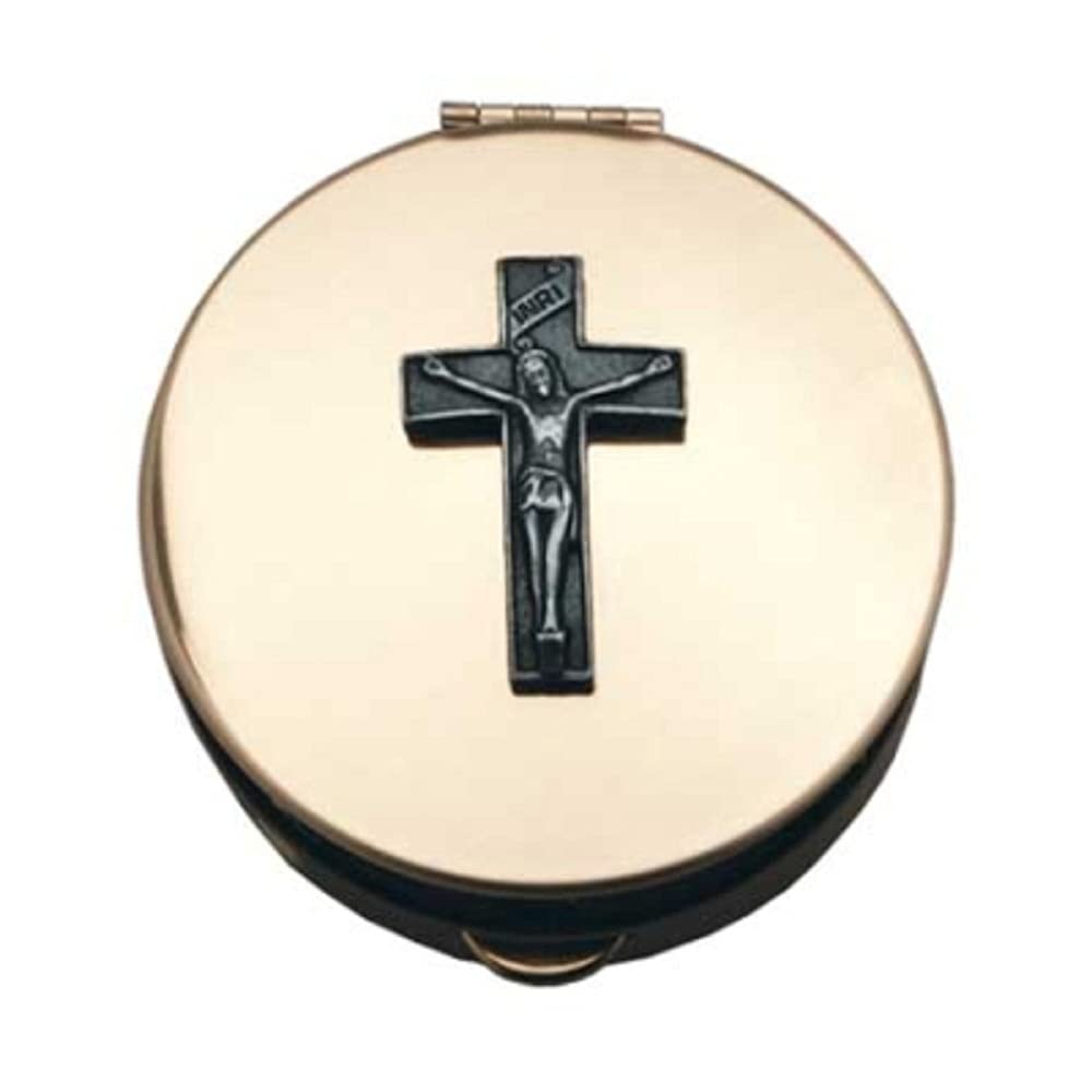 Cathedral Art Metal (regalo Abbey & CA) latón pulido PYX con cruz, píldora/caja de recuerdo