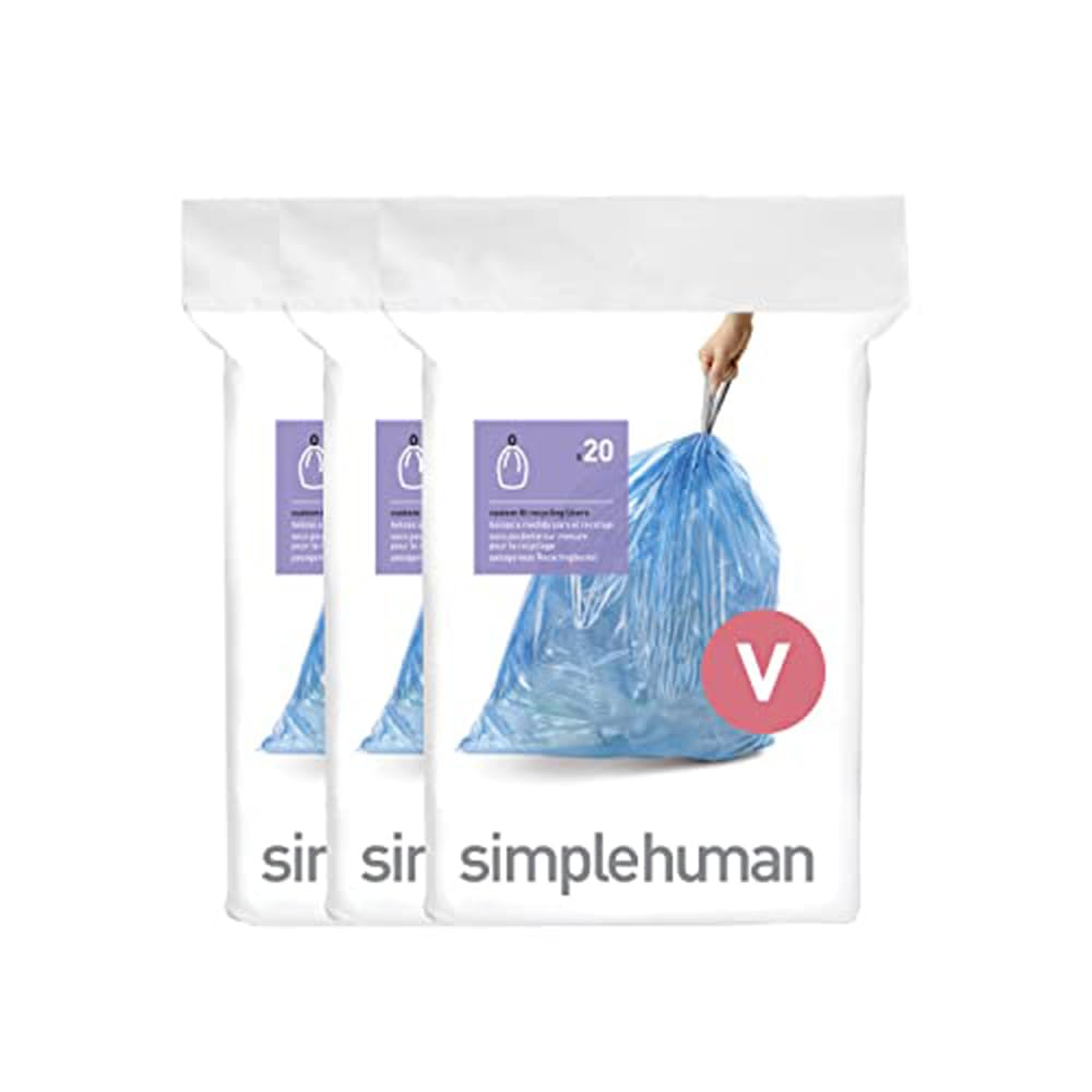 simplehuman Bolsas de Basura a la Medida Paquete de 60 - 60 bolsas - código V reciclaje