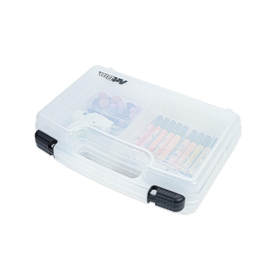 ArtBin Estuche de Transporte de visión rápida, Mediano, 14'', 6 | Pestillos bloqueables, 14 x 3.375 x 10.25 pulgadas, tapa de visión transparente, asa de transporte, portátil, transparente