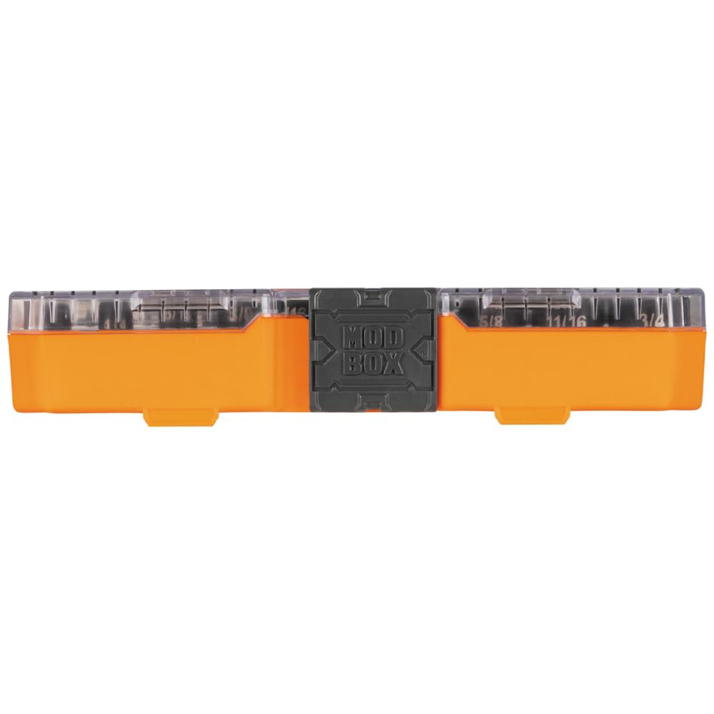 Klein Tools 65400KNECT KNECT Essential Pass Through Impact Socket Set, SAE y métrico, carraca de 90 dientes, funda MODbox, unidad de 3/8 pulgadas, 28 piezas