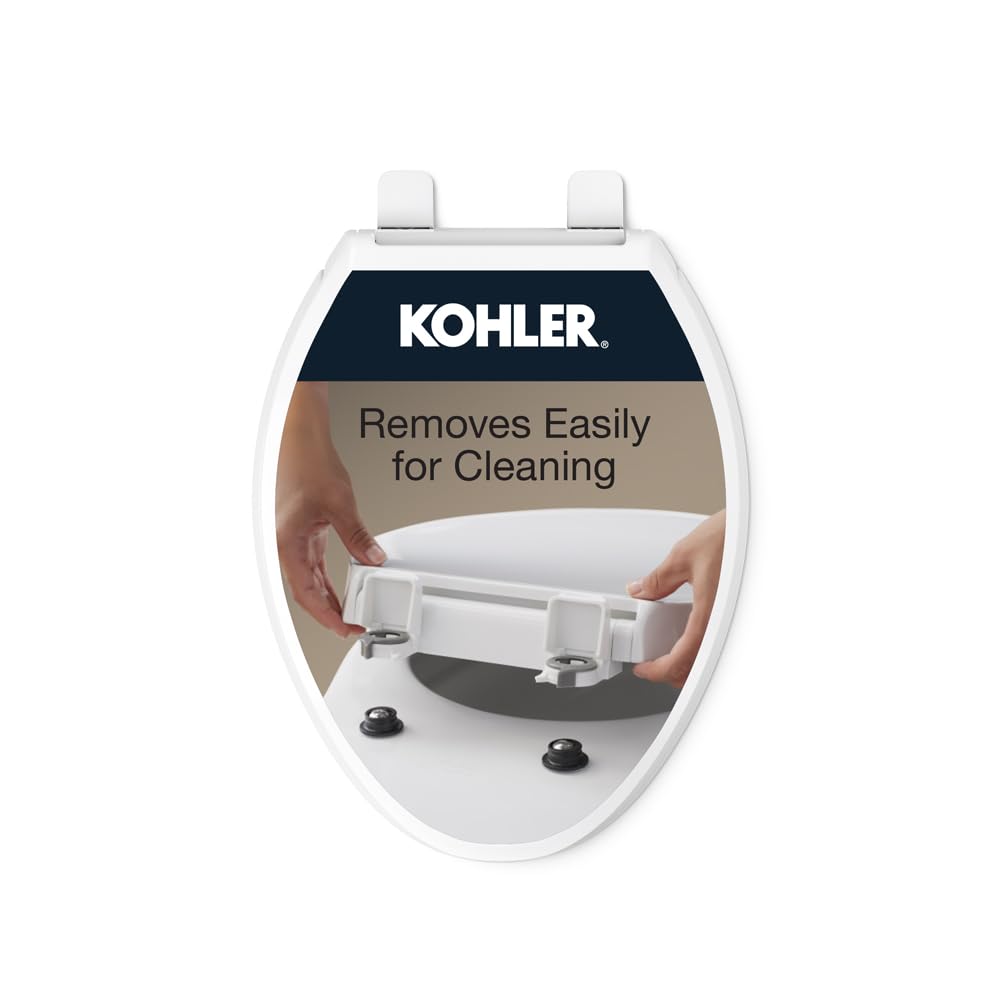 Kohler Cachet ReadyLatch Asiento de Inodoro de Cierre Suave - Pestillo listo - Alargado - Blanco