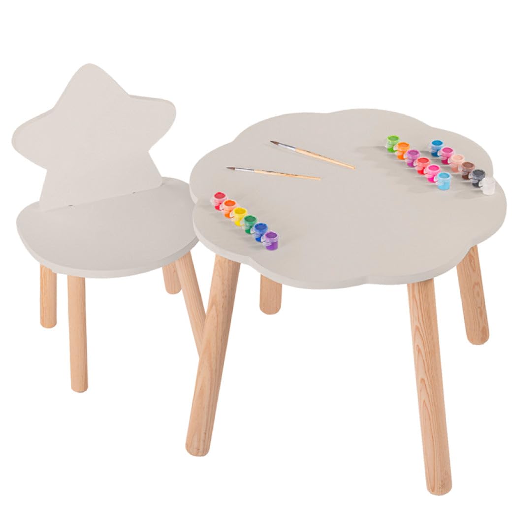 Duduk Set de Mesa Nube con Silla Estrella para Niños - Gris claro