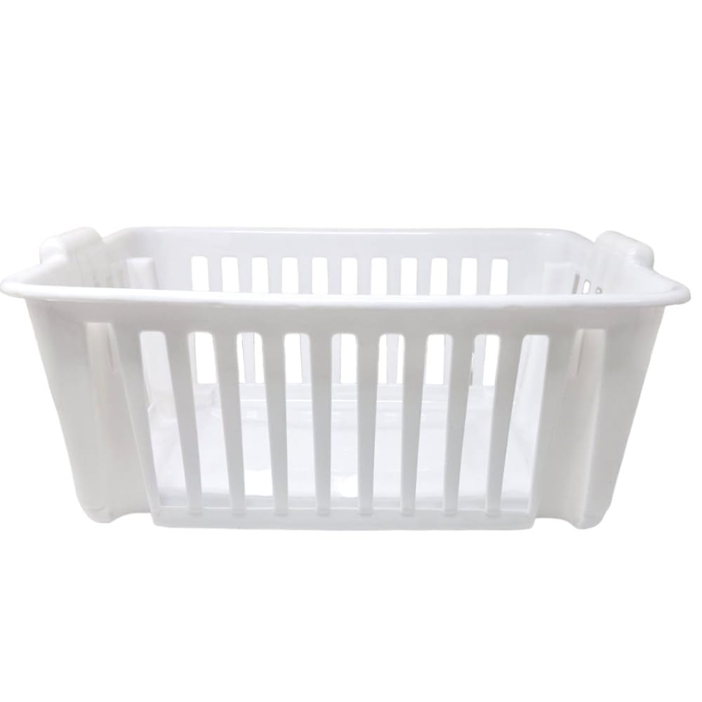 Plasvic. Set de 4 cestas de plástico, para organización y/o Almacenamiento. Cajas organizadoras apilables. Color Blanco.