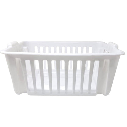 Plasvic. Set de 4 cestas de plástico, para organización y/o Almacenamiento. Cajas organizadoras apilables. Color Blanco.