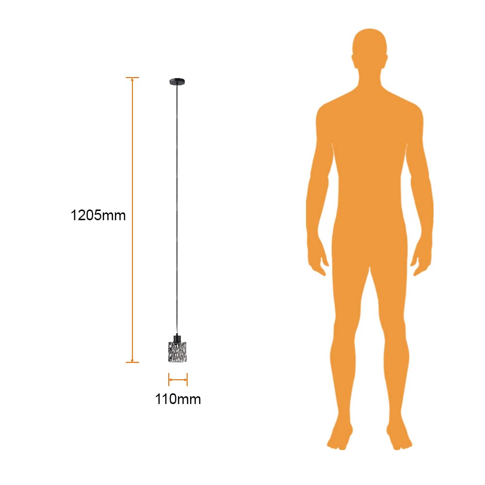 Tecnolite Lámpara Colgante de Cristal 1.70 m de Altura, Potencia Máx. 60 W, 1 Base E27, No incluye foco