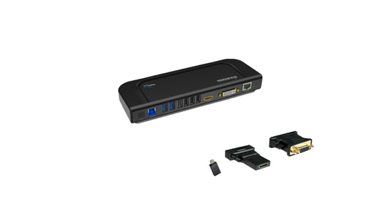 Diamond Multimedia - Estación de acoplamiento universal Ultra Dock Dual Video USB 3.0/2.0 con salidas Gigabit Ethernet, HDMI y DVI, entrada y salida de audio para portátiles, Ultrabook, Macbook, Windows 10, 8.1, 8, 7, XP, Mac OS y Android 5.0 y superior. 