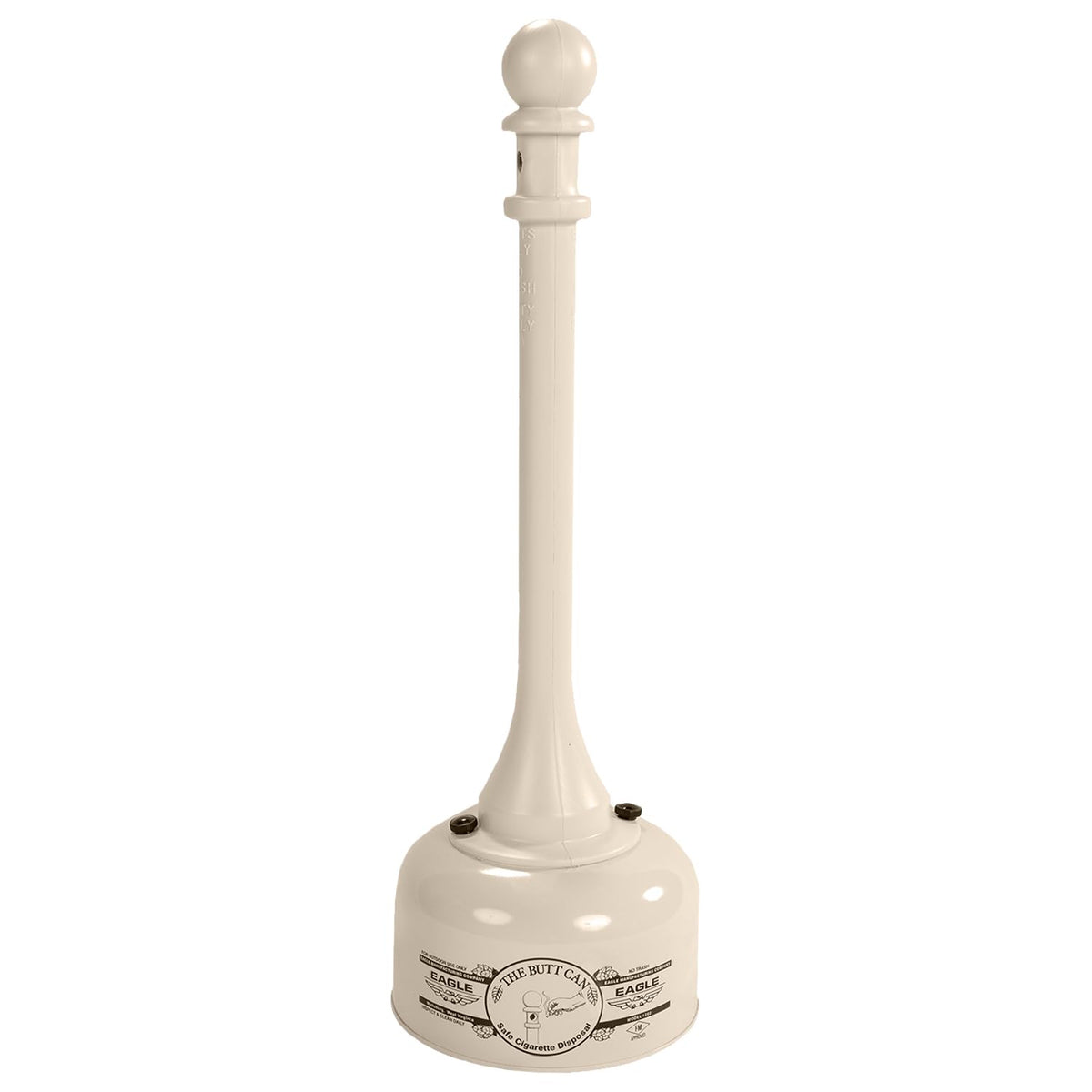 Eagle 1202BEI - Receptáculo de tope de cigarrillos de acero galvanizado, capacidad de 2 galones, 35 pulgadas de altura, 11 pulgadas de diámetro, beige