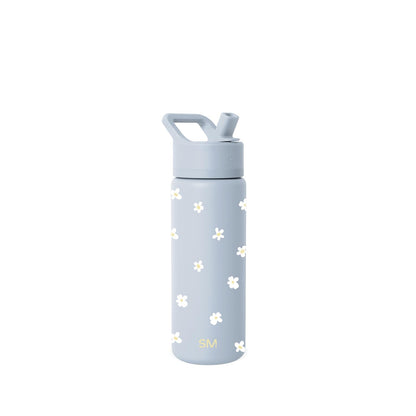Simple Modern Botella de Agua con Popote, Colección Summit, 532-887 ml - 18 onzas - Pattern: Sweet Daisy on Blue