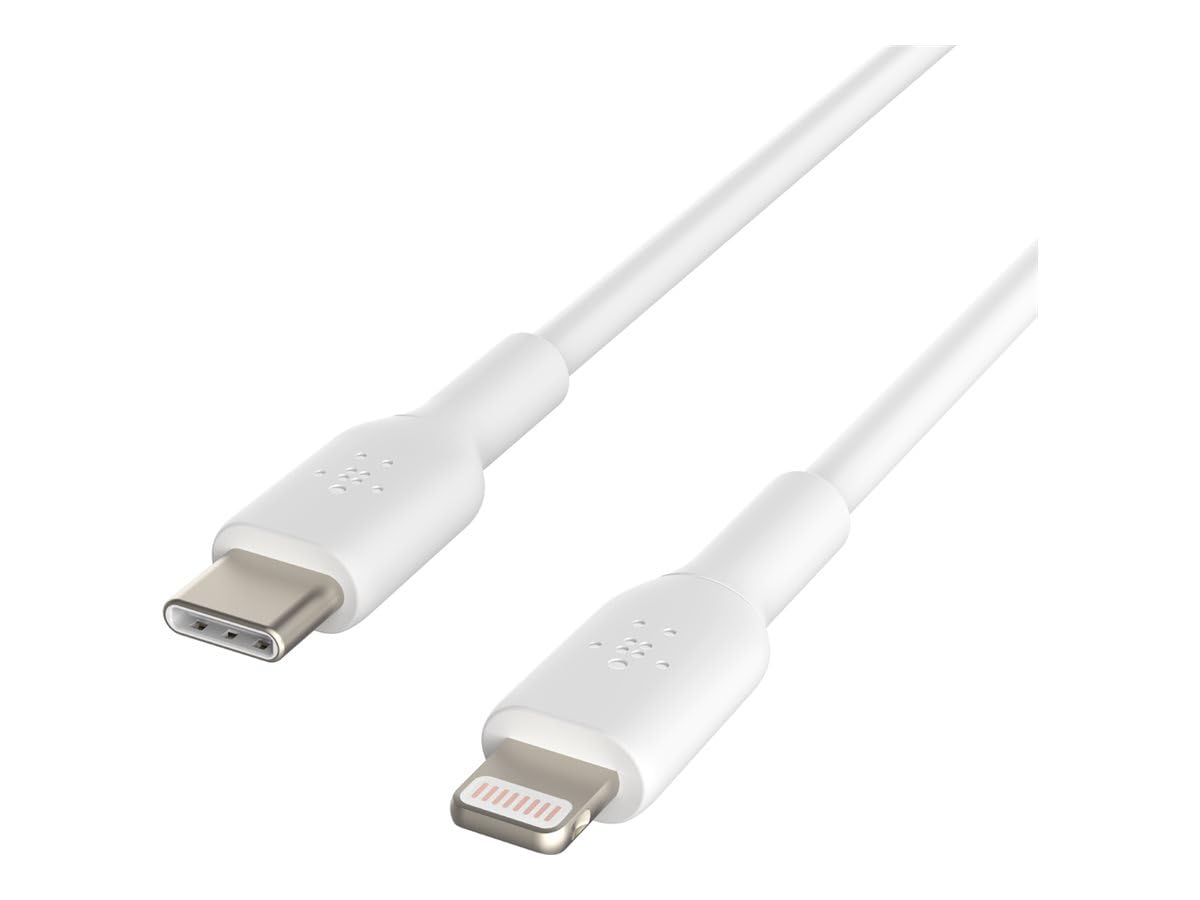 Belkin BoostCharge Cable USB-C a Lightning con Certificación MFi - Blanco - 3.3 ft - PVC - Cable USB C