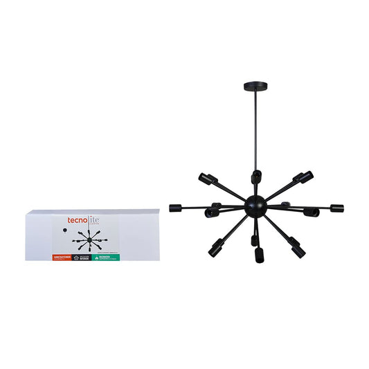 Tecnolite Lámpara Colgante de Metal 1.35 m de Altura, Potencia Máx. 1,080 W, 18 Bases E27, No incluye focos