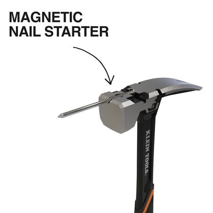 Klein Tools H80922S - Martillo de encuadre de cara lisa con garra recta, acero forjado de 22 onzas, iniciador de uñas magnético y cara cuadrada extragrande