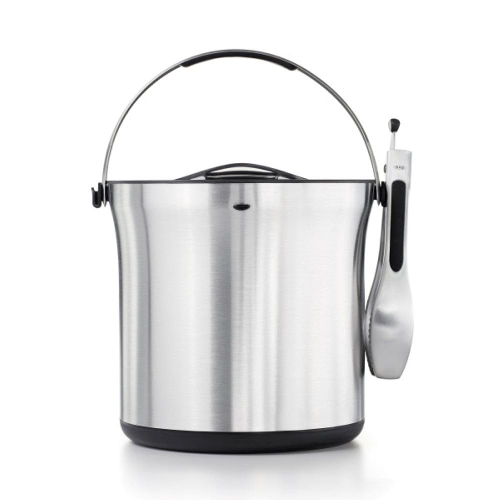OXO Unisex SteeL Ice Bucket and Tongs Set Stainless Barware