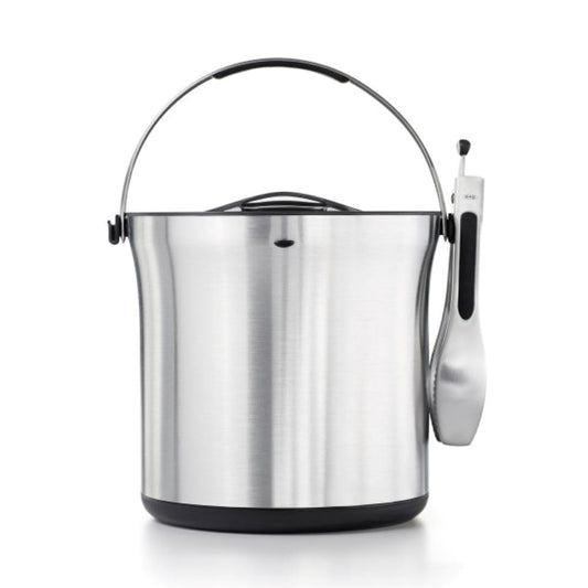 OXO Unisex SteeL Ice Bucket and Tongs Set Stainless Barware