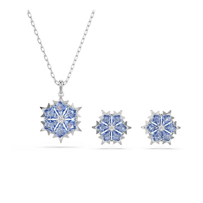 Swarovski Conjunto Magic, Copo de nieve, Azul, Baño de rodio