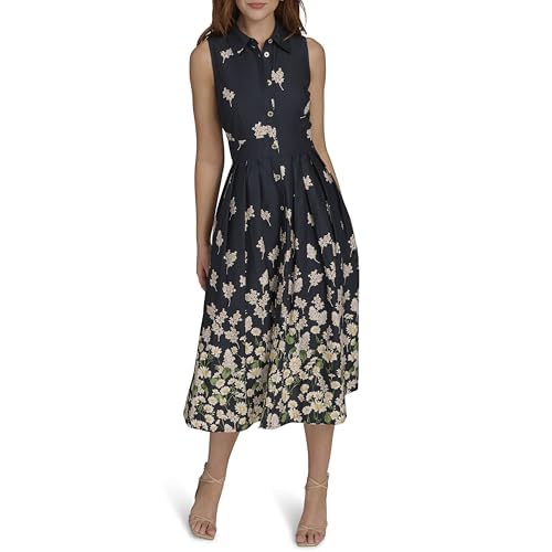 Tommy Hilfiger Vestido Camisero Midi sin Mangas para Mujer - 14 - Sky Capitán Multi