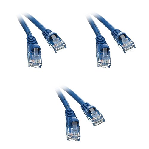 C&E Cable de Red Ethernet Cat6 Snagless, Azul - Blue - 25 Feet (3 Pack)