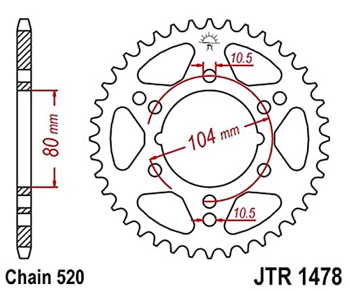 JT Sprockets JTR1478.40 40T - Piñón Trasero de Acero Negro, 40 Dientes/Paso 520