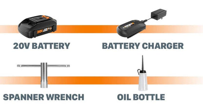 Worx JawSaw - Compartir de alimentación de motosierra inalámbrica de 20 V - WG320 (batería y cargador incluidos)