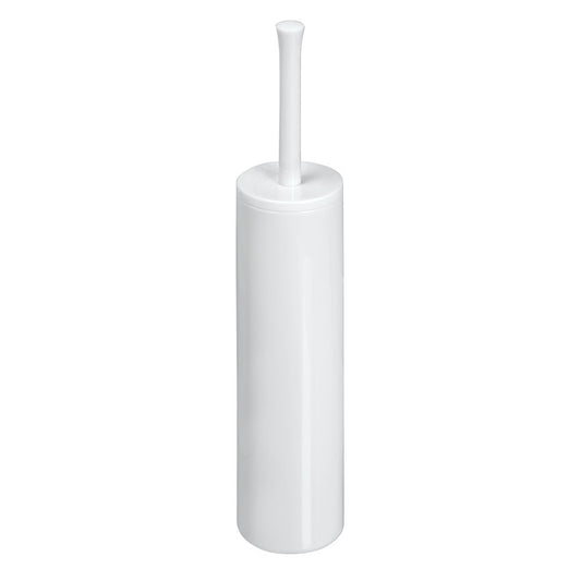 InterDesign Una Escobilla WC | Discreta escobilla del váter con Soporte para la higiene del baño | Escobillero de baño Extra Fino con Tapa Protectora | Plástico Blanco