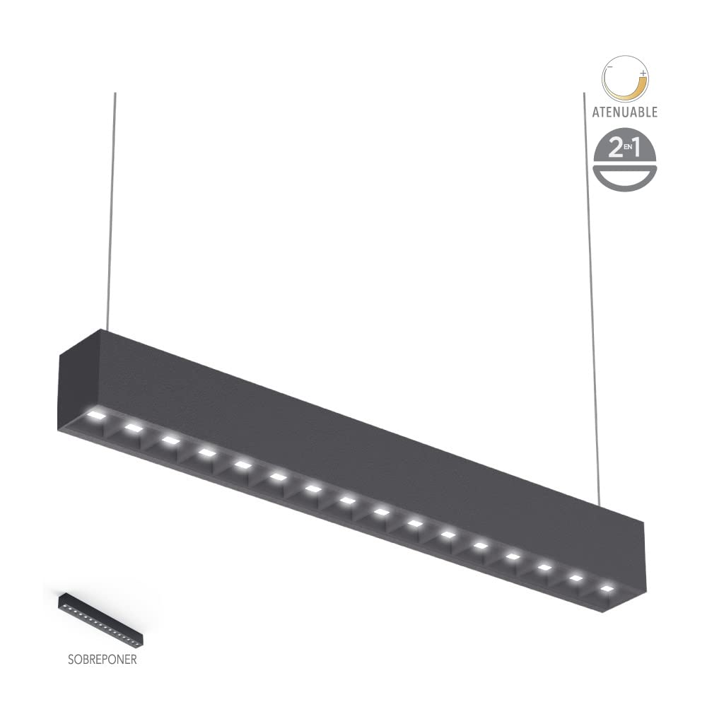 Tecnolite Lámpara Lineal LED 2 en 1, 1.20 m. de Longitud 40 W, Luz Blanca Neutra, Atenuable, LED integrado