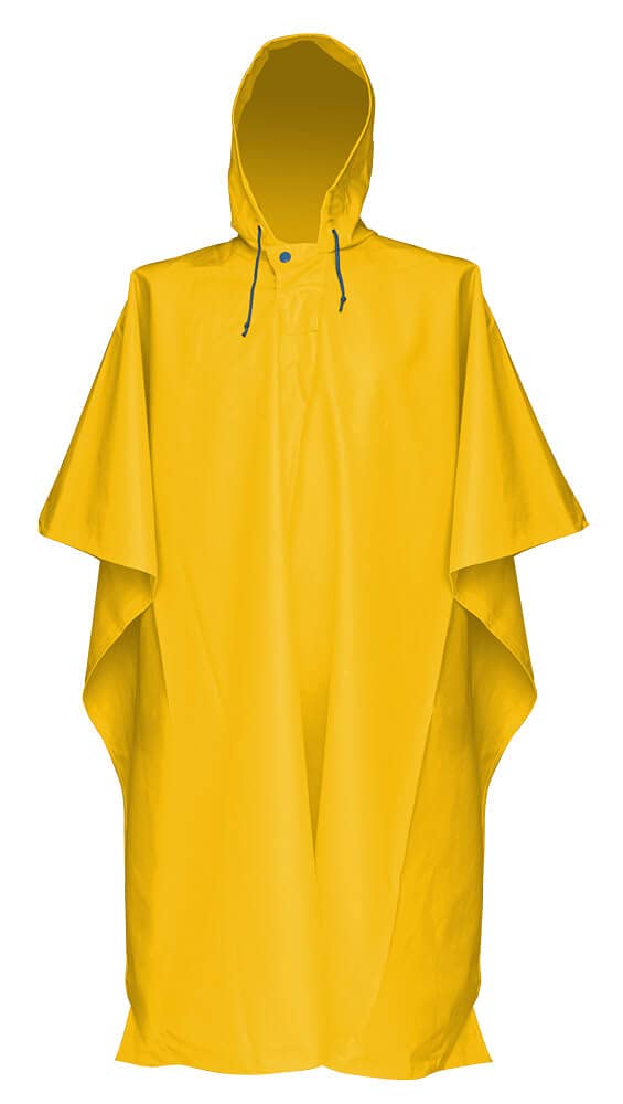 Capamanga poncho impermeable amarillo uso rudo PVC/Poliéster unitalla 1.20 X 2.00 MTS.