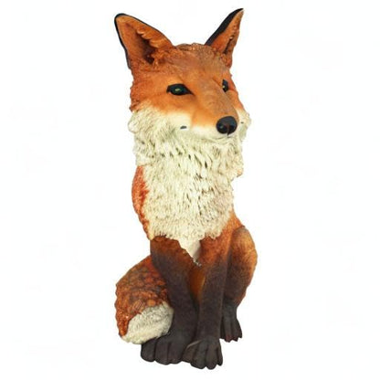 Design Toscano Simon The Woodland Fox Estatua de jardín para Interiores y Exteriores para Patio, Piscina o césped, 18 Pulgadas de Alto, Resina de Piedra fundida, Pintura roja y Naranja