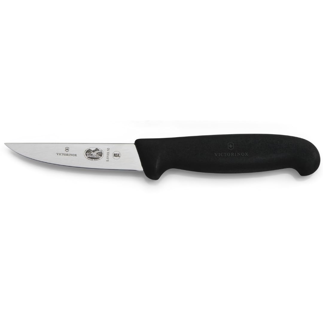 Victorinox Fibrox - Cuchillo para deshuesar de 4 pulgadas con borde recto y mango negro