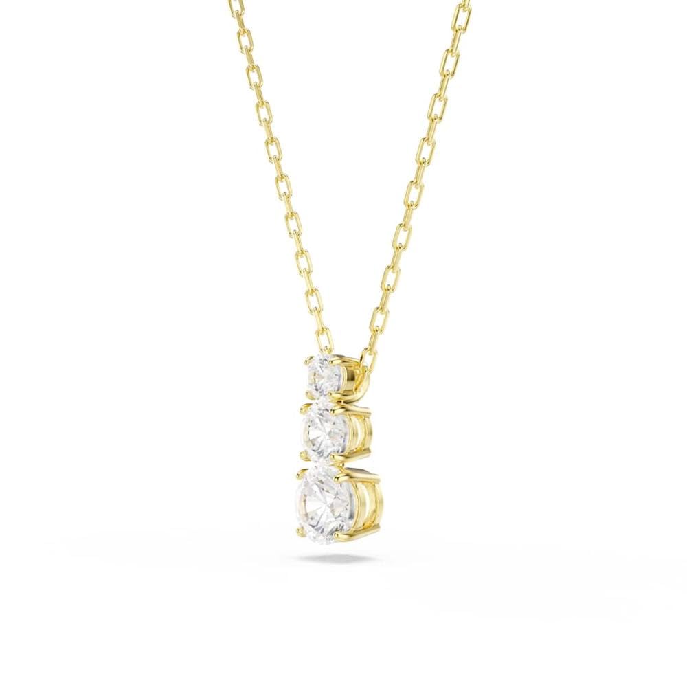 Swarovski Colgante Stilla Attract, Talla redonda, Blanco, Baño tono oro