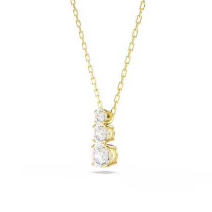 Swarovski Colgante Stilla Attract, Talla redonda, Blanco, Baño tono oro