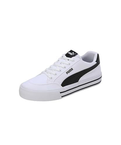 PUMA, Tenis Court Classic Vulcanizado, Unisex, Blanco con Negro, Talla 25,5