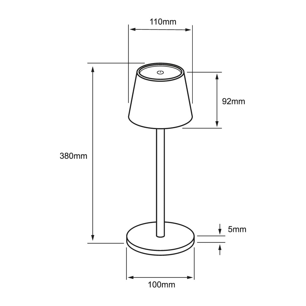 Tecnolite - Lámpara de Mesa LED 5 W Portátil, Recargable, Luz Blanca Ajustable y Atenuable Táctil, Lámpara Interior para Restaurante