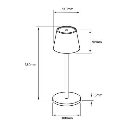 Tecnolite - Lámpara de Mesa LED 5 W Portátil, Recargable, Luz Blanca Ajustable y Atenuable Táctil, Lámpara Interior para Restaurante