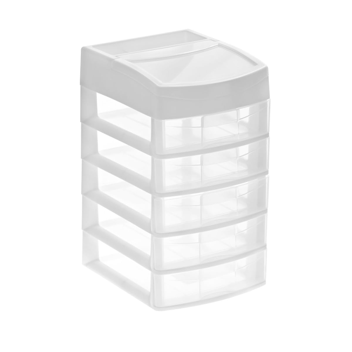 Italhome Cajonera De Plástico, Mini Organizador De Escritorio Multiusos Con 5 Cajones Transparentes Sesia