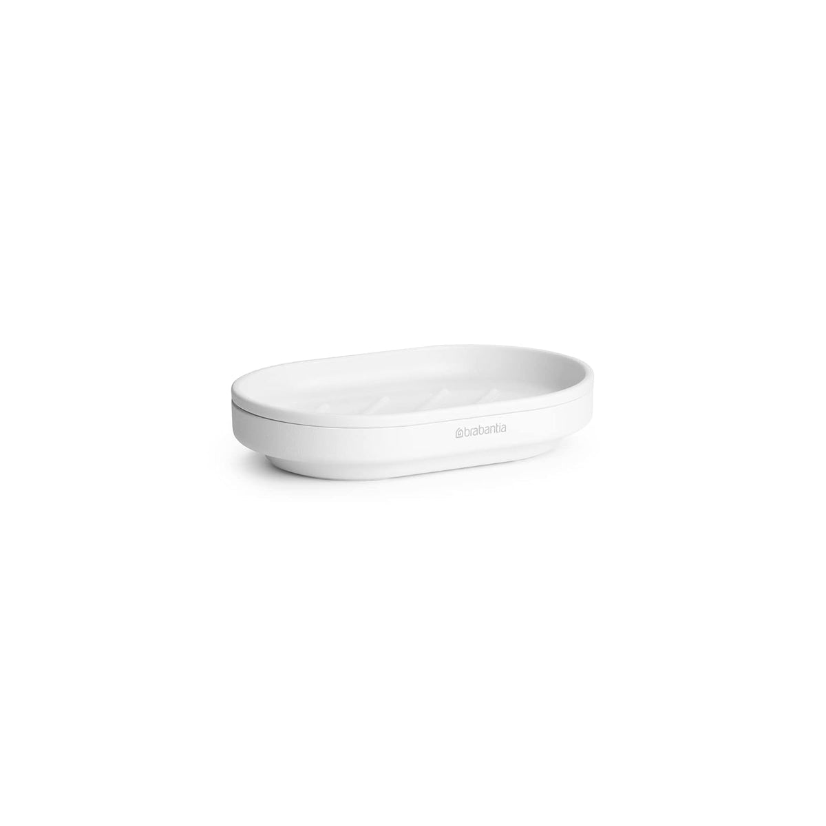 Brabantia Mindset Jabonera (mineral blanco fresco) de metal antioxidante, soporte antideslizante para bandeja de jabón para baño, ducha, fregadero de cocina