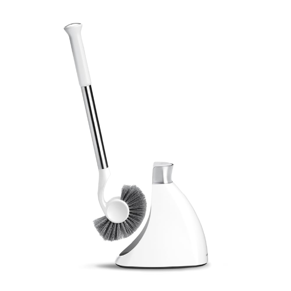 simplehuman, escobilla de baño, acero inoxidable + plástico blanco